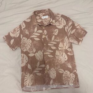 Boys Zara Beige & Cream Tropical Print Short Sleeve Shirt